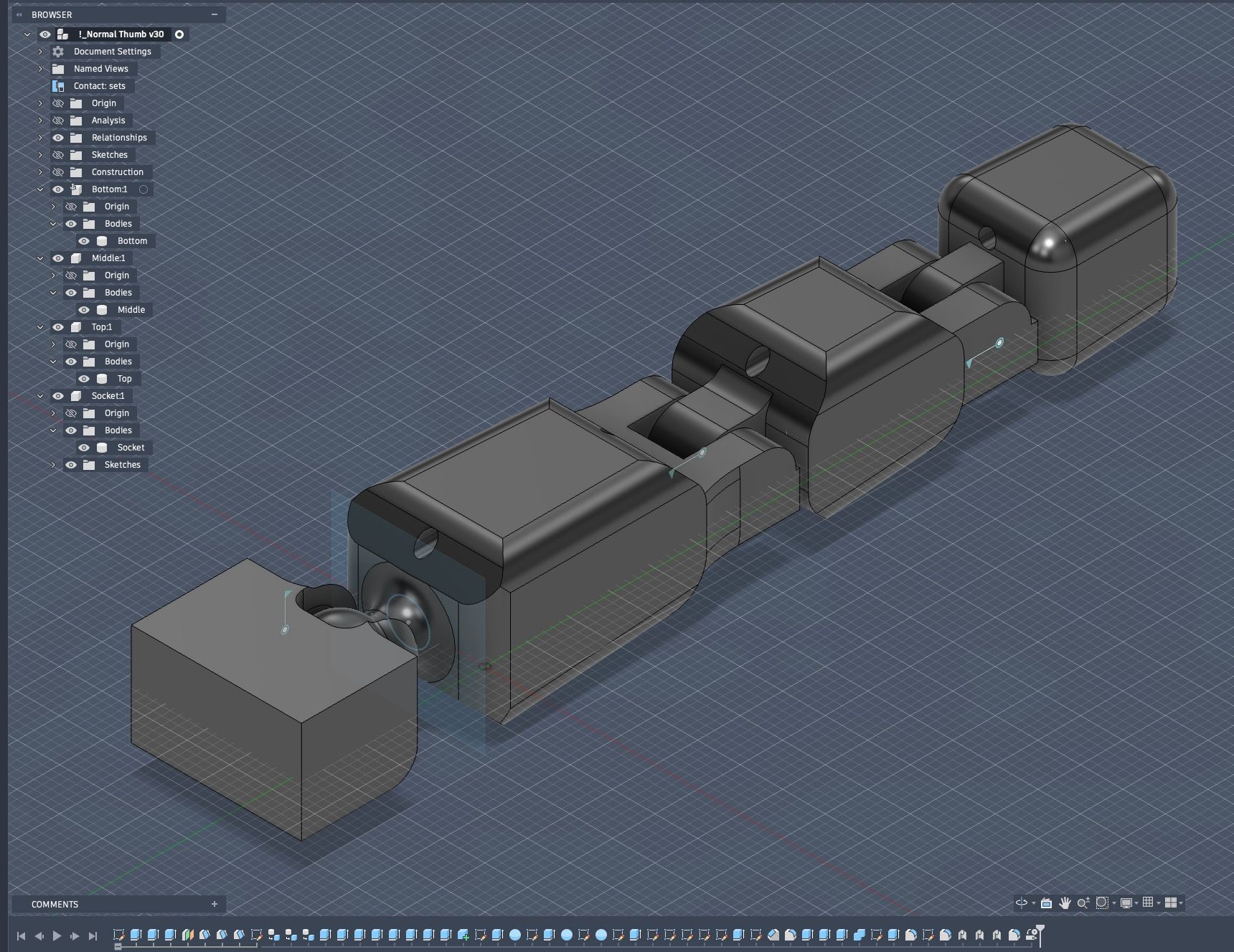CAD render of the three finger segments