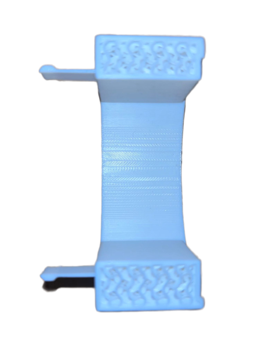 Blue PETG snap-fit test part