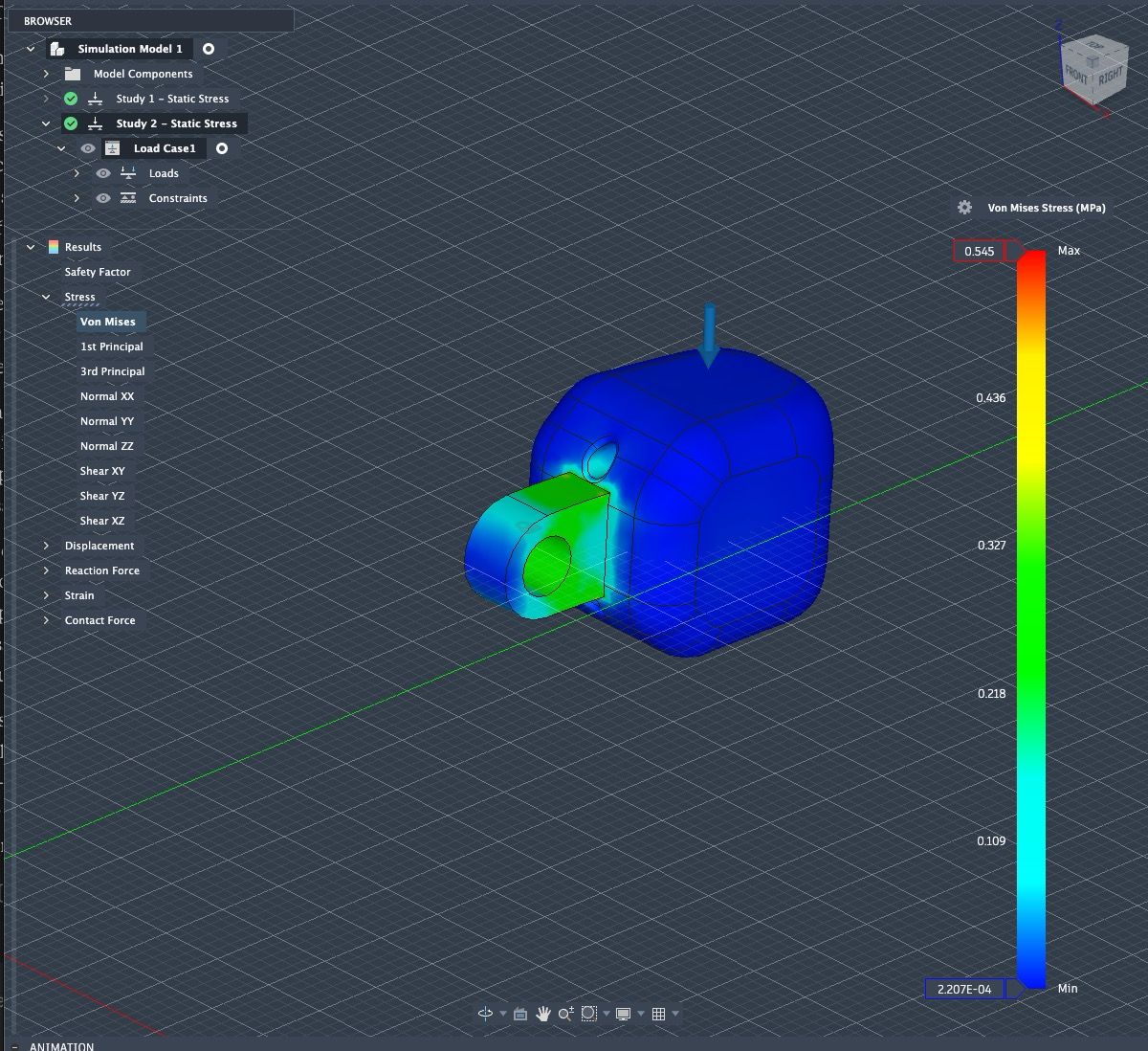 FEA stress simulation of a joint segment